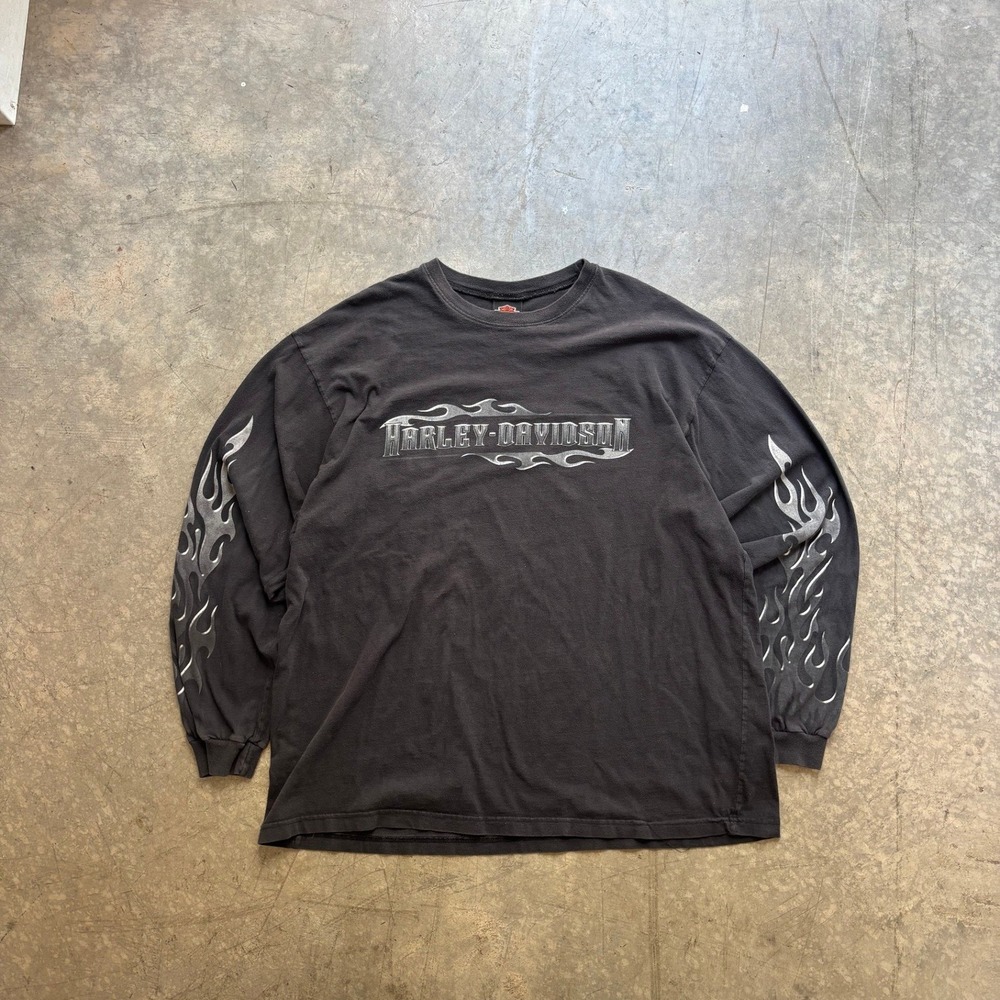 Vintage Chrome Sleeve Texoma Texas Harley Davidson Long Sleeve T Shirt Size XXL